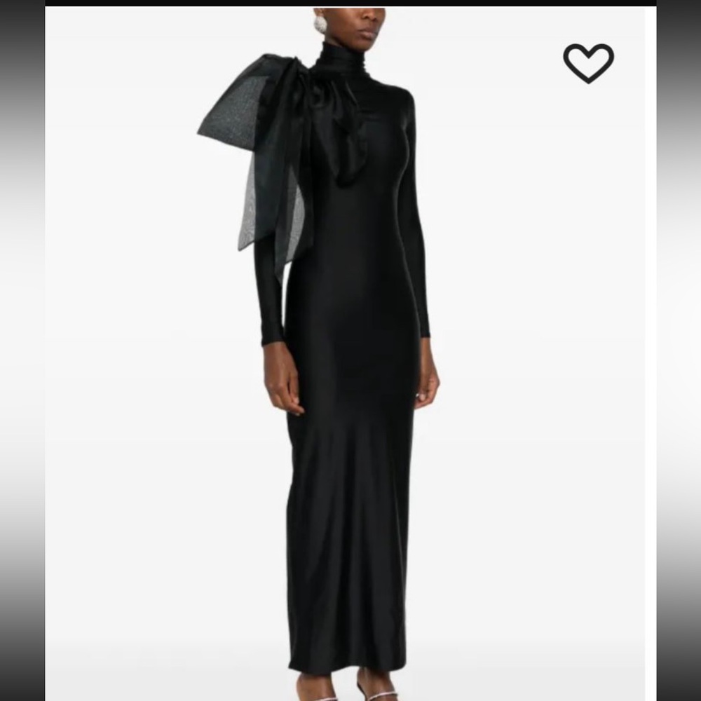 Chic Black Long Sleeve Dress with Oversized Bow